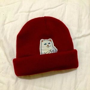 RIPNDIP Red Beanie